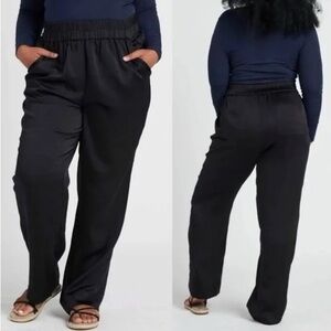Universal Standard Black Lynda Luxe Satin Pants Women’s Size 00/0 4XS NEW